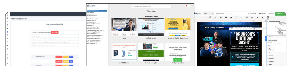 SalesForm landing page és sales funnel építő